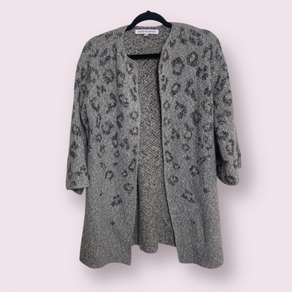 Kline Leopard Cheetah Hipster Hippie Artsy Boho Bohemian Winter Cardigan Sweater - Picture 4 of 9